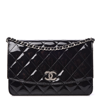 Chanel Patent Quilted Brilliant Wallet On Chain WOC Black 1 of 9
