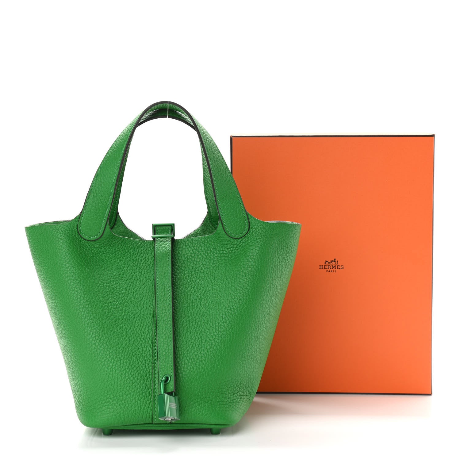 Hermes Taurillon Clemence Monochrome Picotin Lock 18 PM Bambou 11 of 11