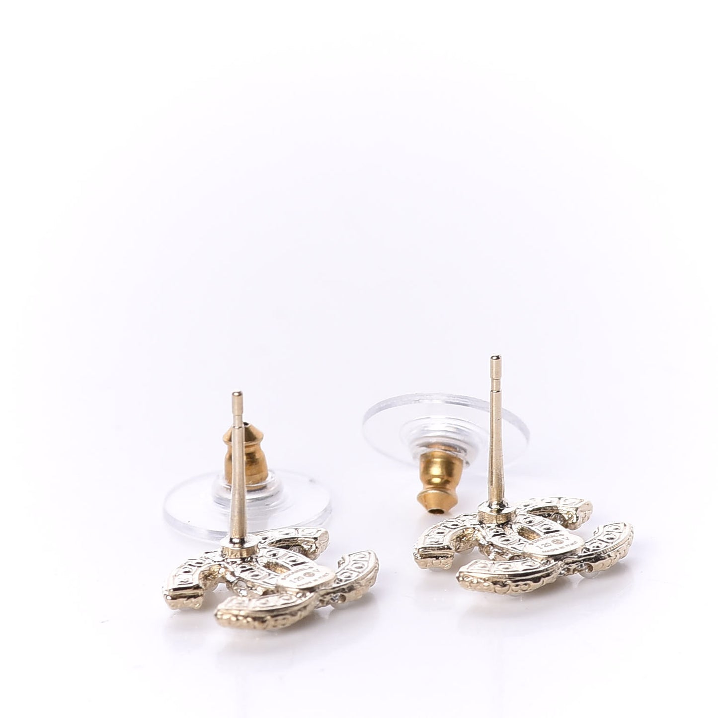 Metal Graduated Pearl Crystal CC Earrings Light Gold