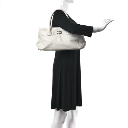 Chanel Calfskin Mademoiselle Lock Cerf Executive Shopper Tote White 2 of 22