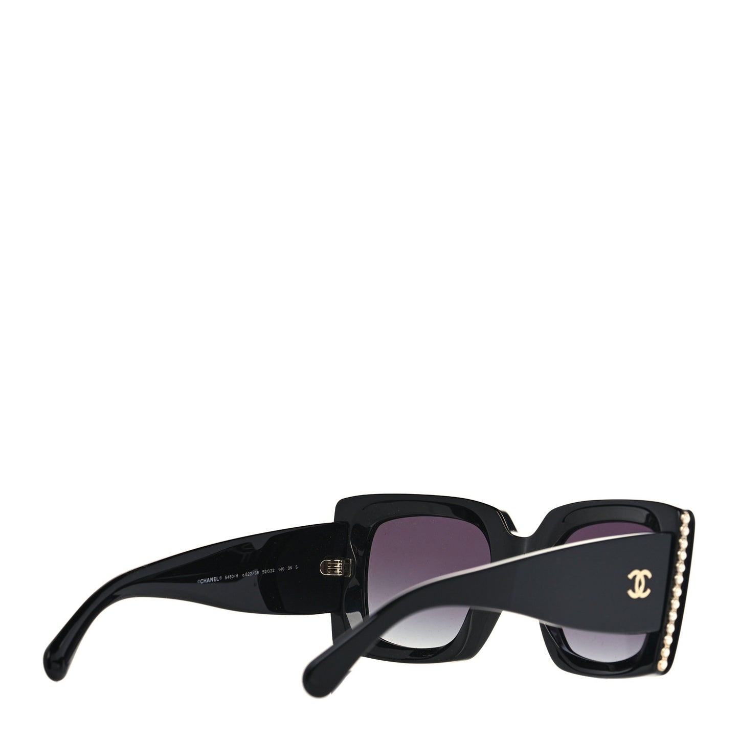 Acetate Pearl Rectangle Sunglasses 5480-H Black