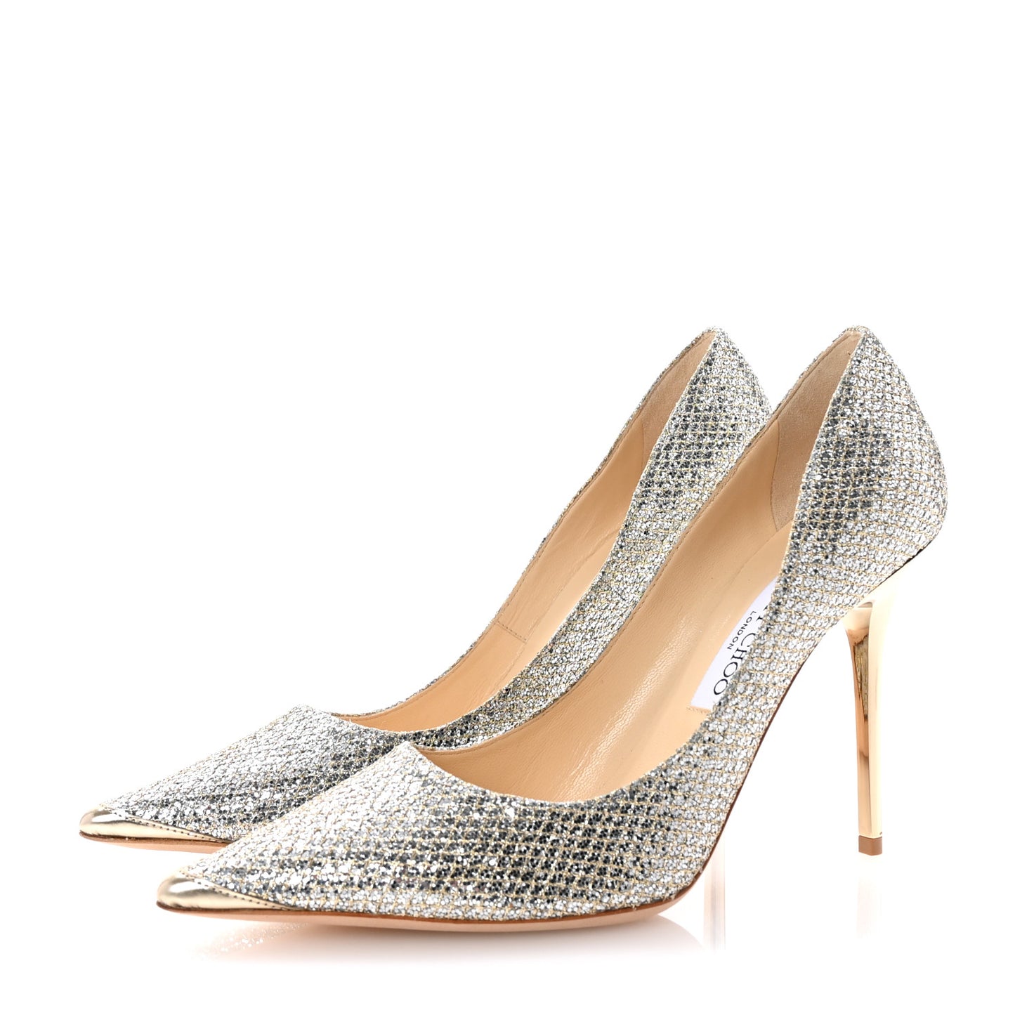 Lame Glitter Pointy Toe Romy 100 Pumps 39 Light Bronze