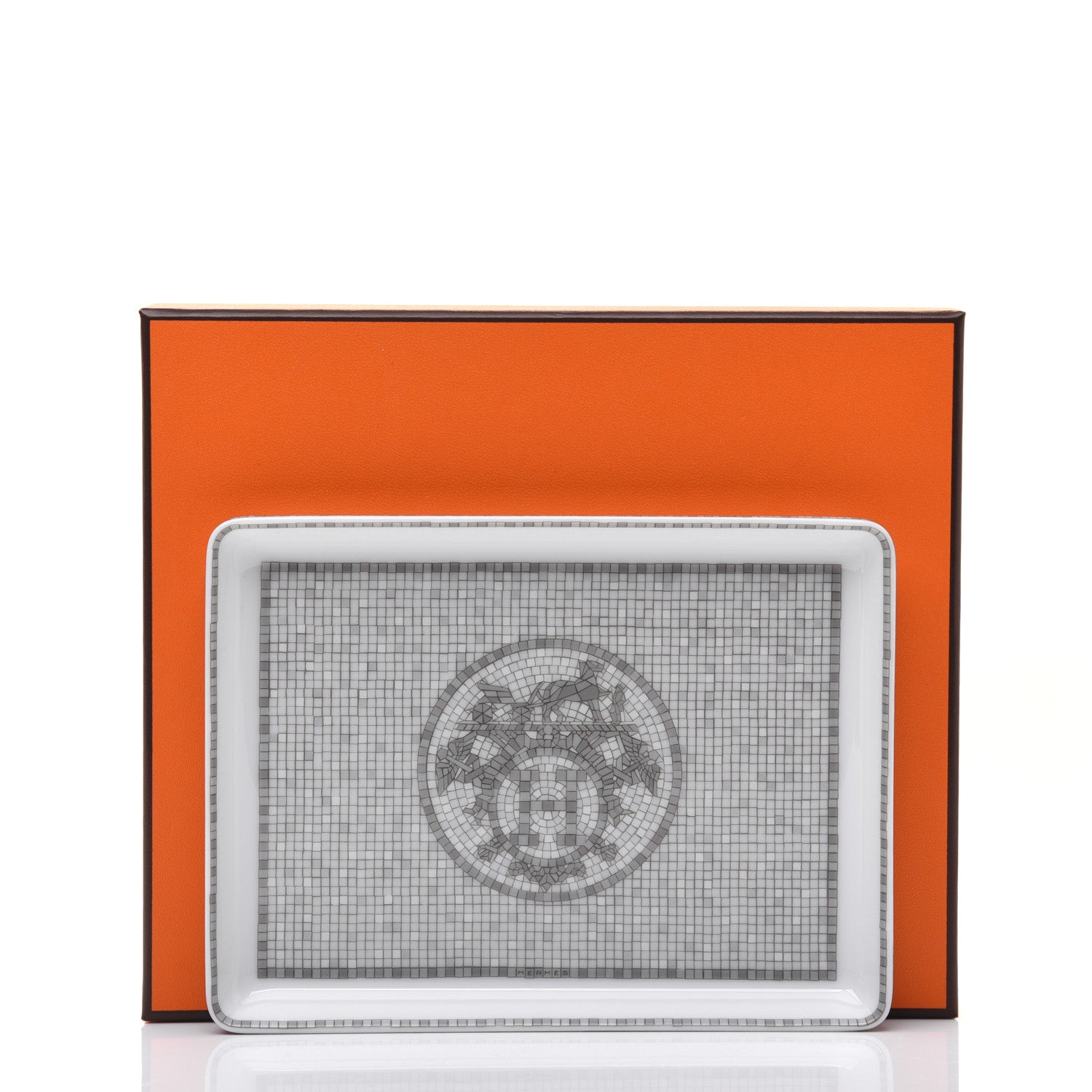 Hermes Porcelain Mosaique Au 24 Sushi Plate Platine 7 of 7
