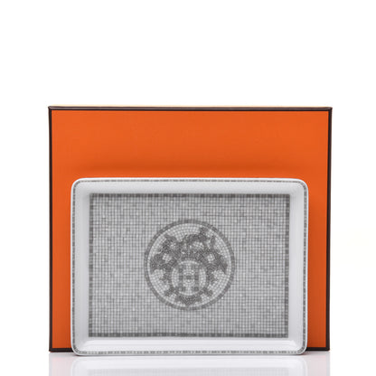 Hermes Porcelain Mosaique Au 24 Sushi Plate Platine 7 of 7