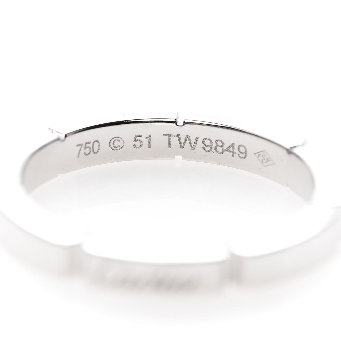 18K White Gold 2.5mm Maillon Panthere Wedding Band Ring 51 5.75