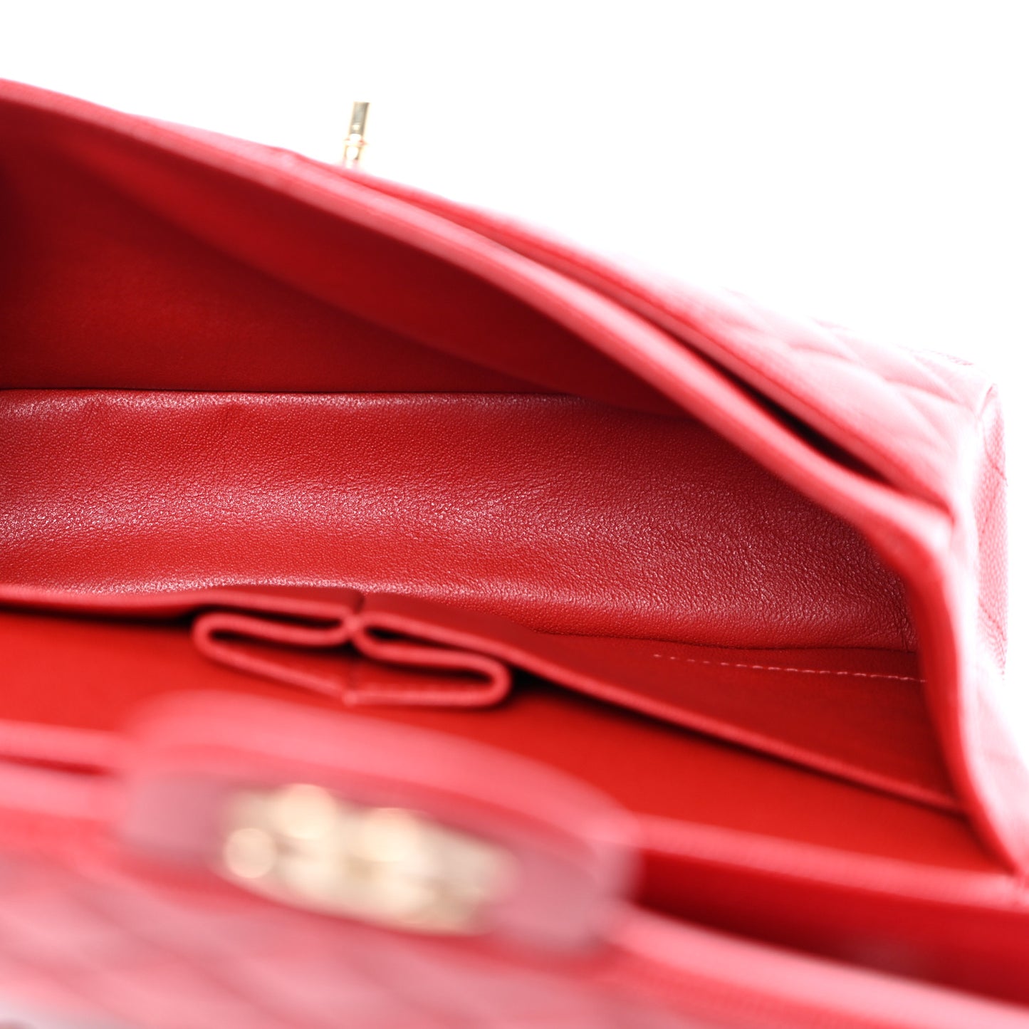 Caviar Quilted Small Double Flap Red