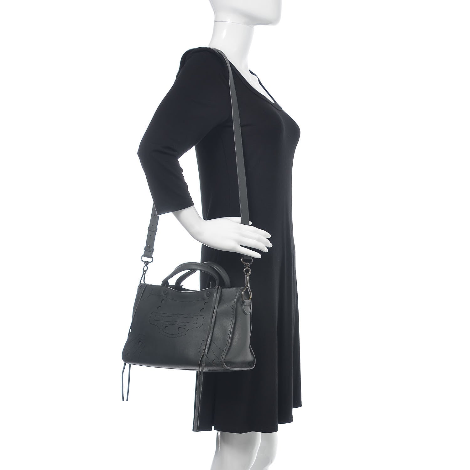 Balenciaga Veau Soyeux Perforated Blackout Hardware S City Gris Fossile 2 of 13
