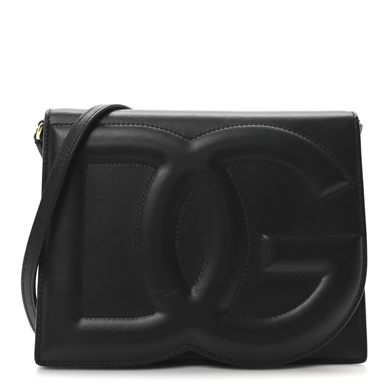 Dolce & Gabbana Calfskin DG Logo Flap Crossbody Bag Black 1 of 9