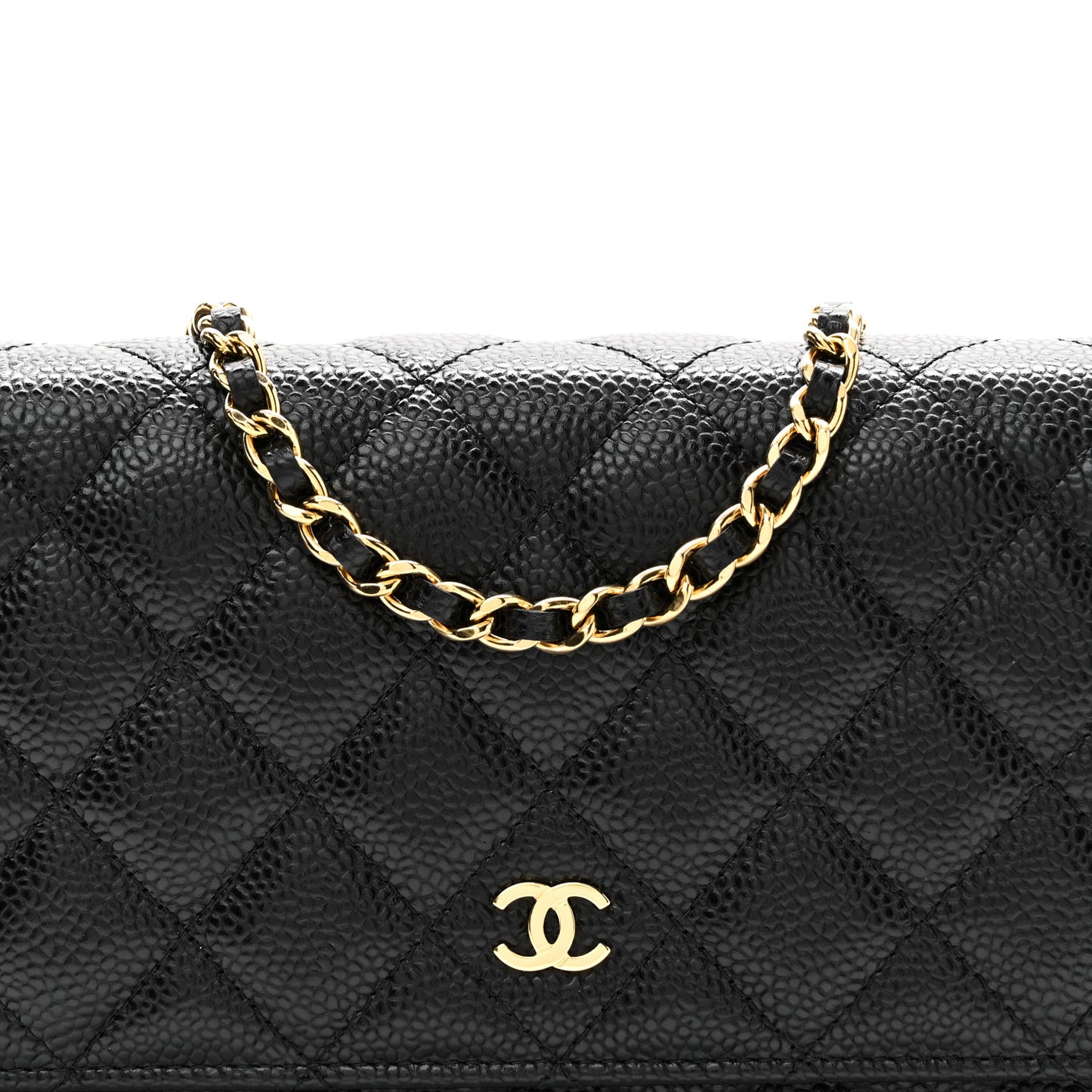 Caviar Quilted Wallet On Chain WOC Black