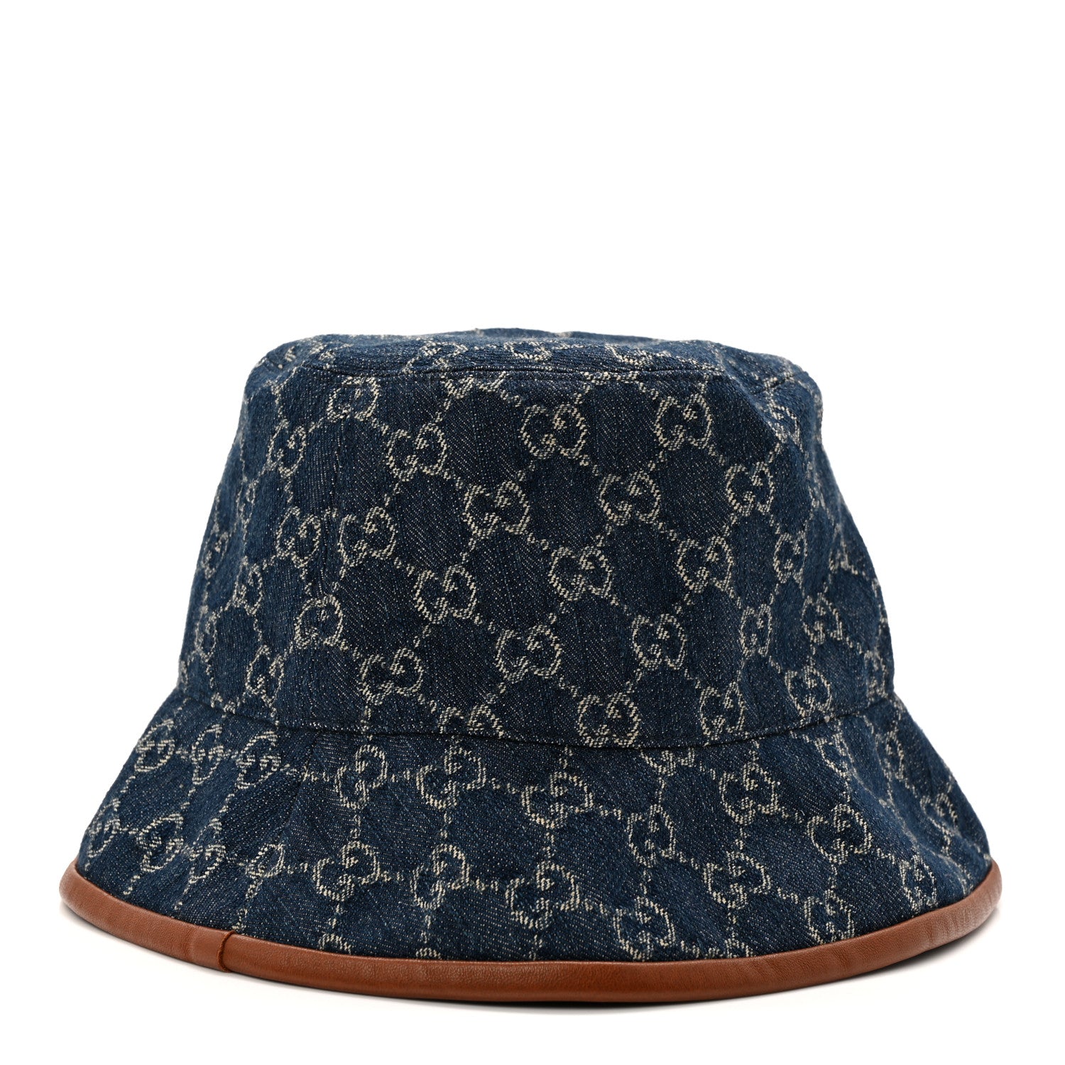 Gucci Washed Jacquard Denim Nappa GG Monogram Oscar Bucket Hat L Denim Cuir 1 of 9