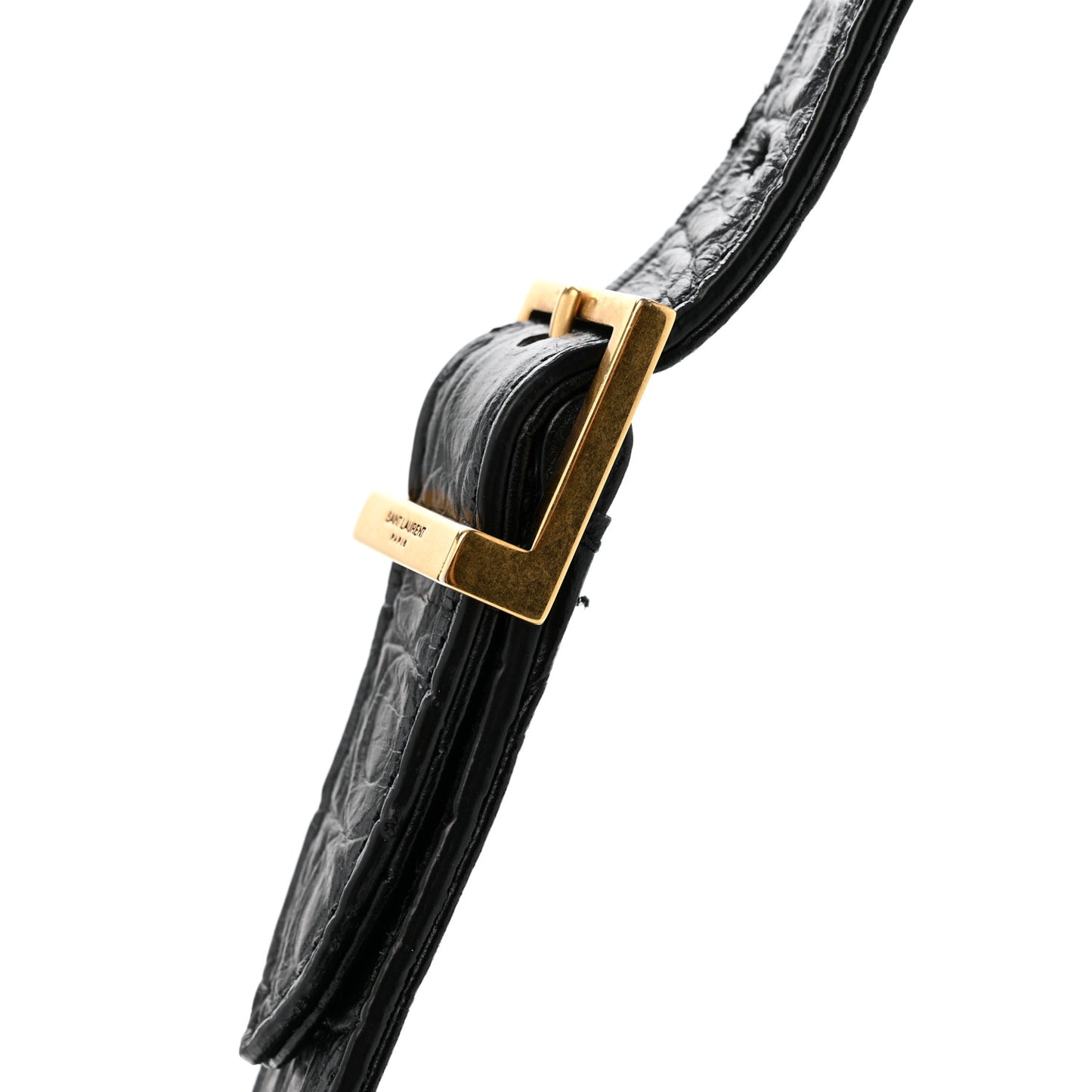 Calfskin Crocodile Embossed Le 5 A 7 Hobo Black