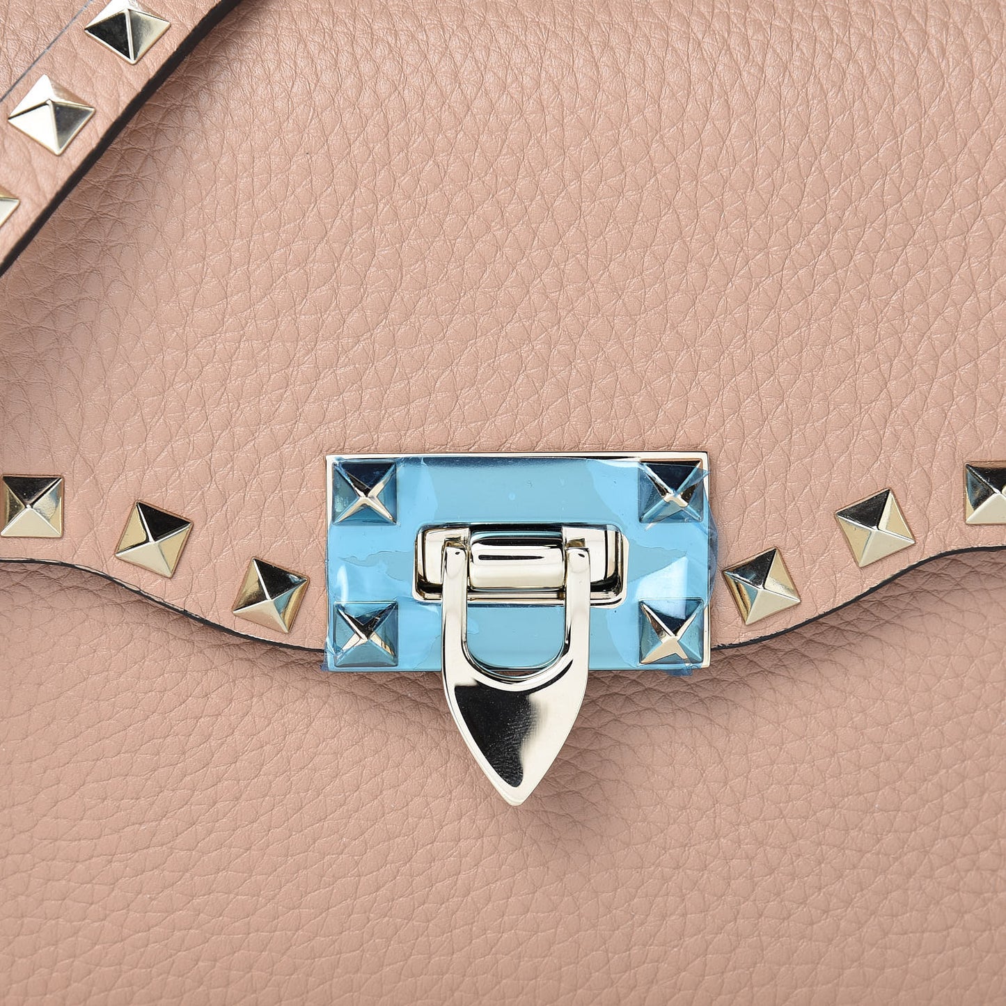 Pebbled Calfskin Medium Rockstud Flip Lock Crossbody Bag Skin Sorbet