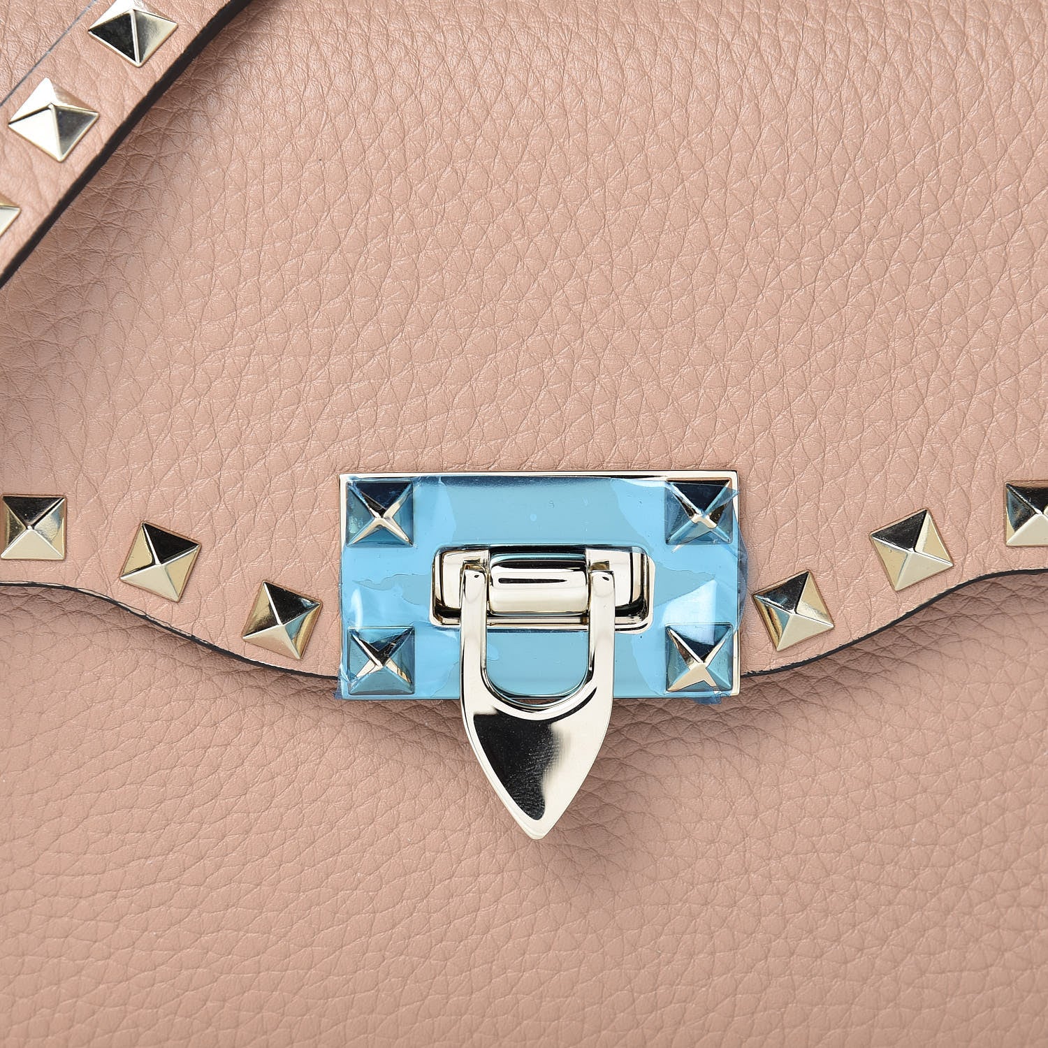Valentino Garavani Pebbled Calfskin Medium Rockstud Flip Lock Crossbody Bag Skin Sorbet 7 of 9