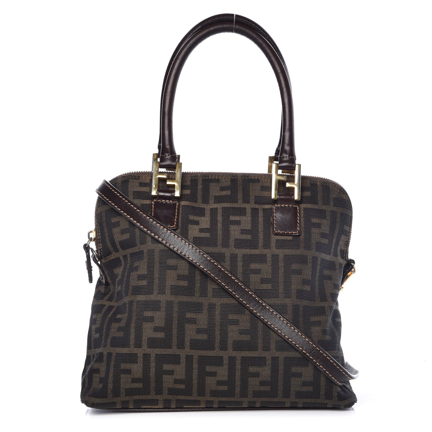 Fendi Zucca Top Handle Tote Tobacco 1 of 12