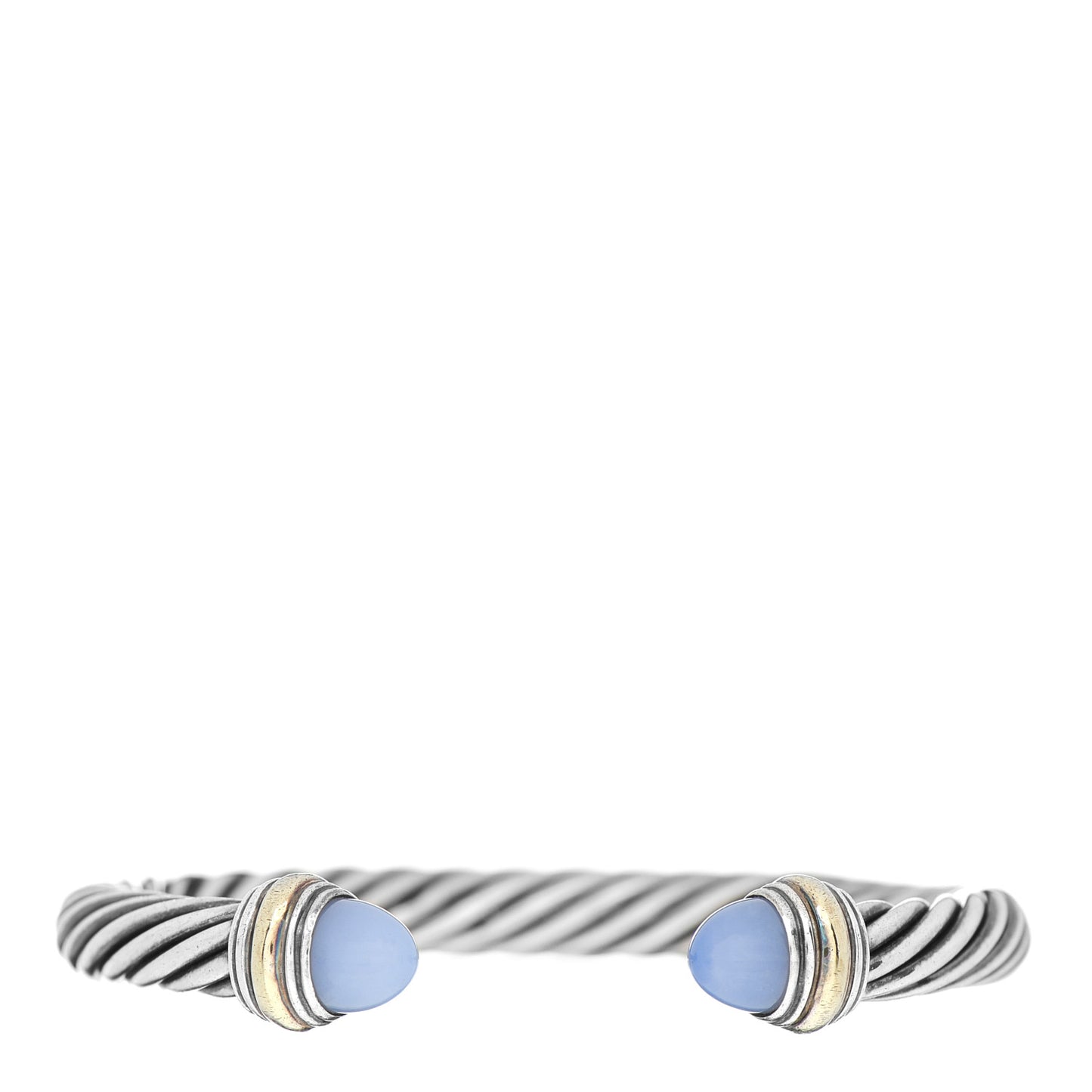Sterling Silver 14K Yellow Gold Chalcedony 7mm Cable Classics Bracelet
