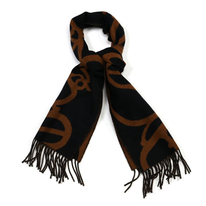 Hermes Cashmere Boucles et Camails Muffler Marine Caramel 1 of 4