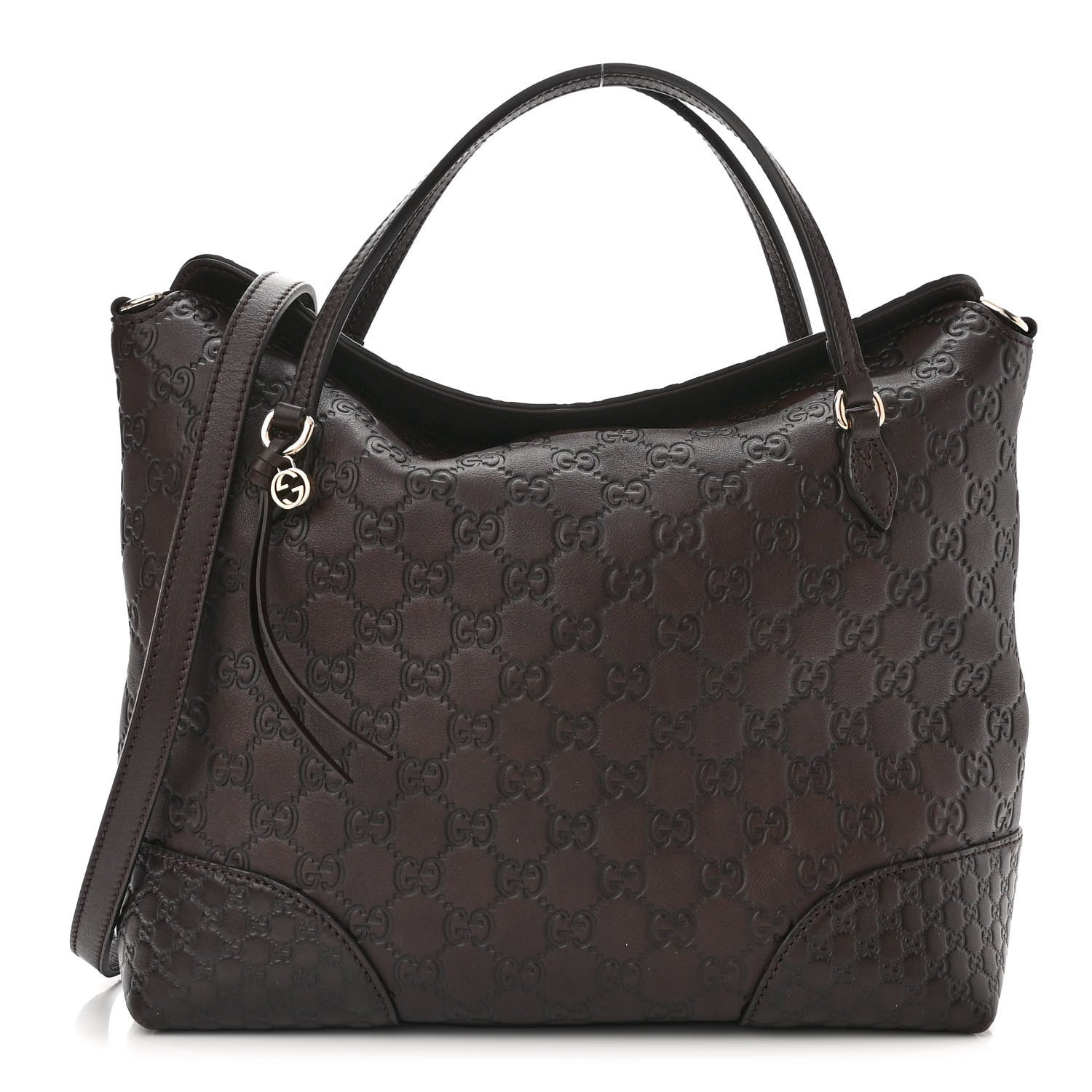 Gucci Guccissima Medium Bree Foldover Tote Chocolate 1 of 10