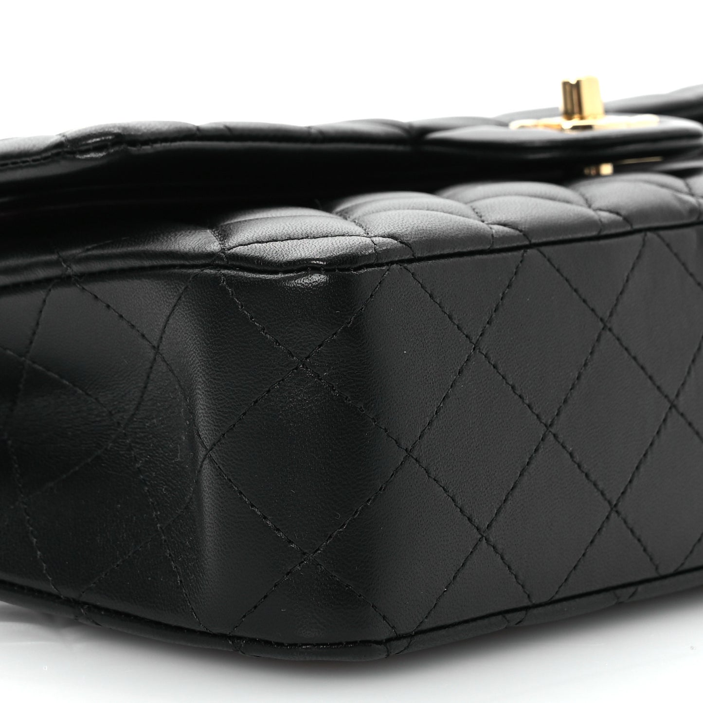 Lambskin Quilted Medium Double Flap Black