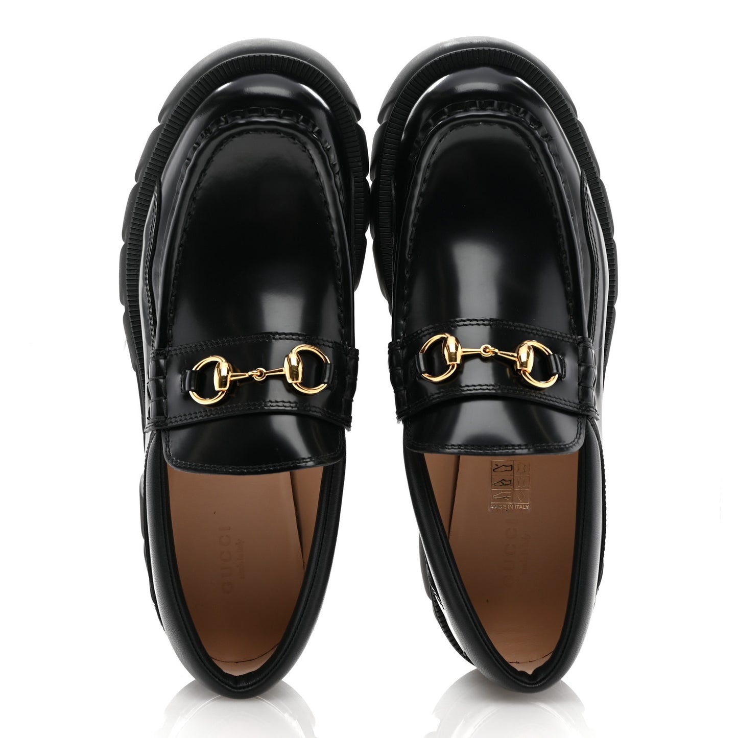 Magnum Calfskin Nappa Samoa Womens Horsebit Platform Chunky Lug Sole 40mm Loafers 40.5 Black