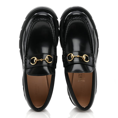 Gucci Magnum Calfskin Nappa Samoa Womens Horsebit Platform Chunky Lug Sole 40mm Loafers 40.5 Black 2 of 9