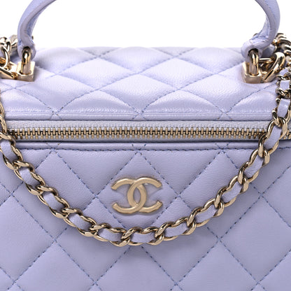 Chanel Lambskin Quilted Small Top Handle Vanity Case With Chain Light Purple 8 of 10