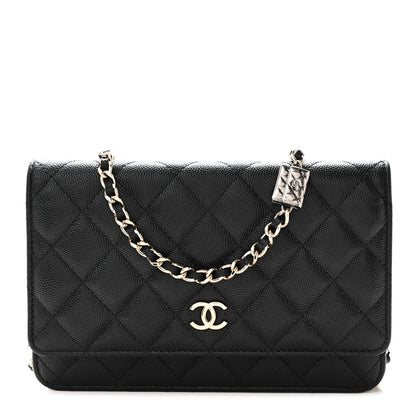 Chanel Caviar Quilted Wallet With Charms On Chain WOC Black 1 of 11