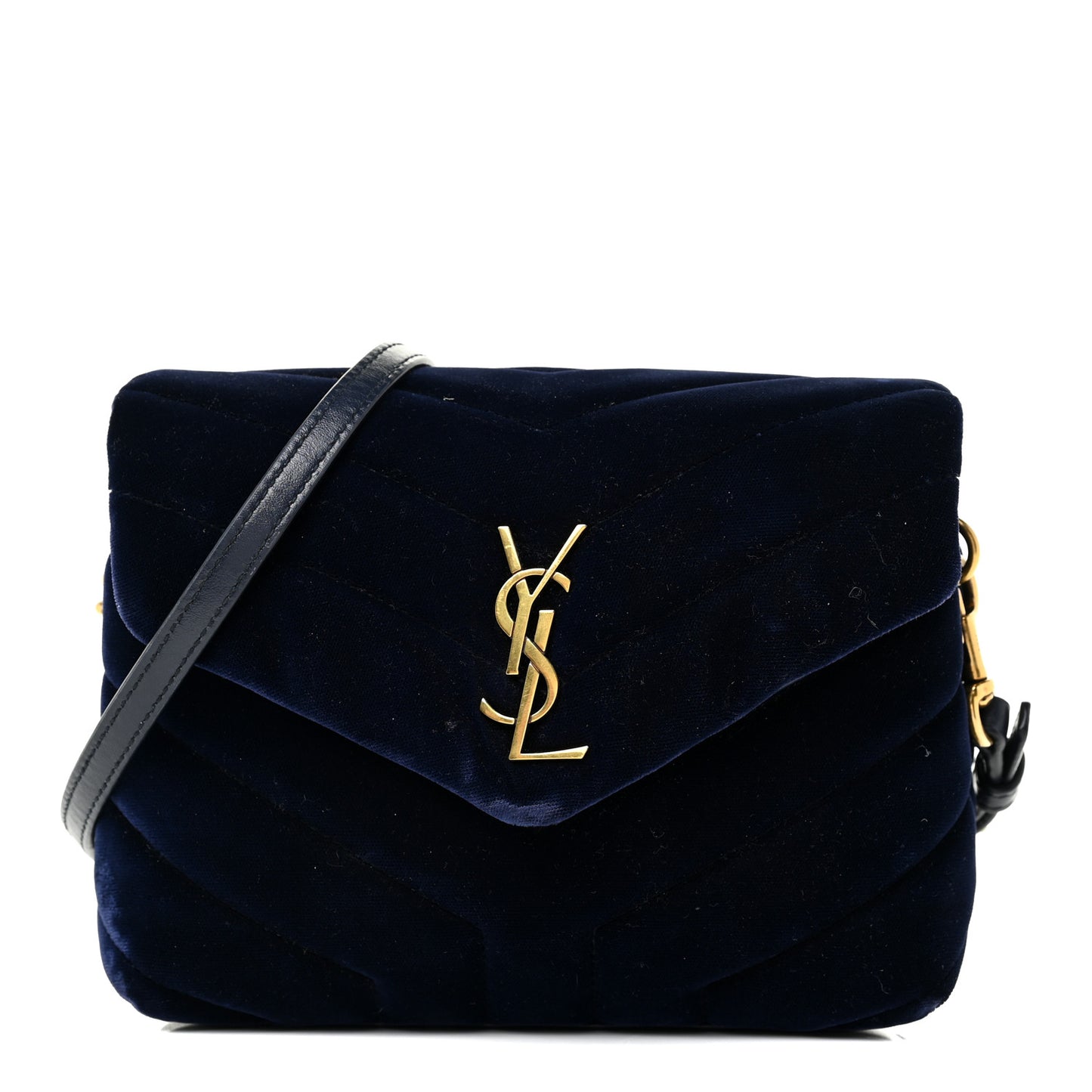 Velvet Y Quilted Monogram Toy Loulou Crossbody Bag Navy