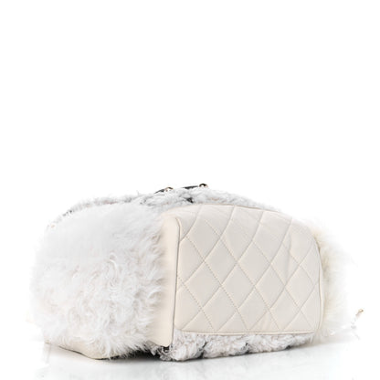 Chanel Glazed Calfskin Shearling Quilted Small Mountain Backpack Brown White 4 of 9
