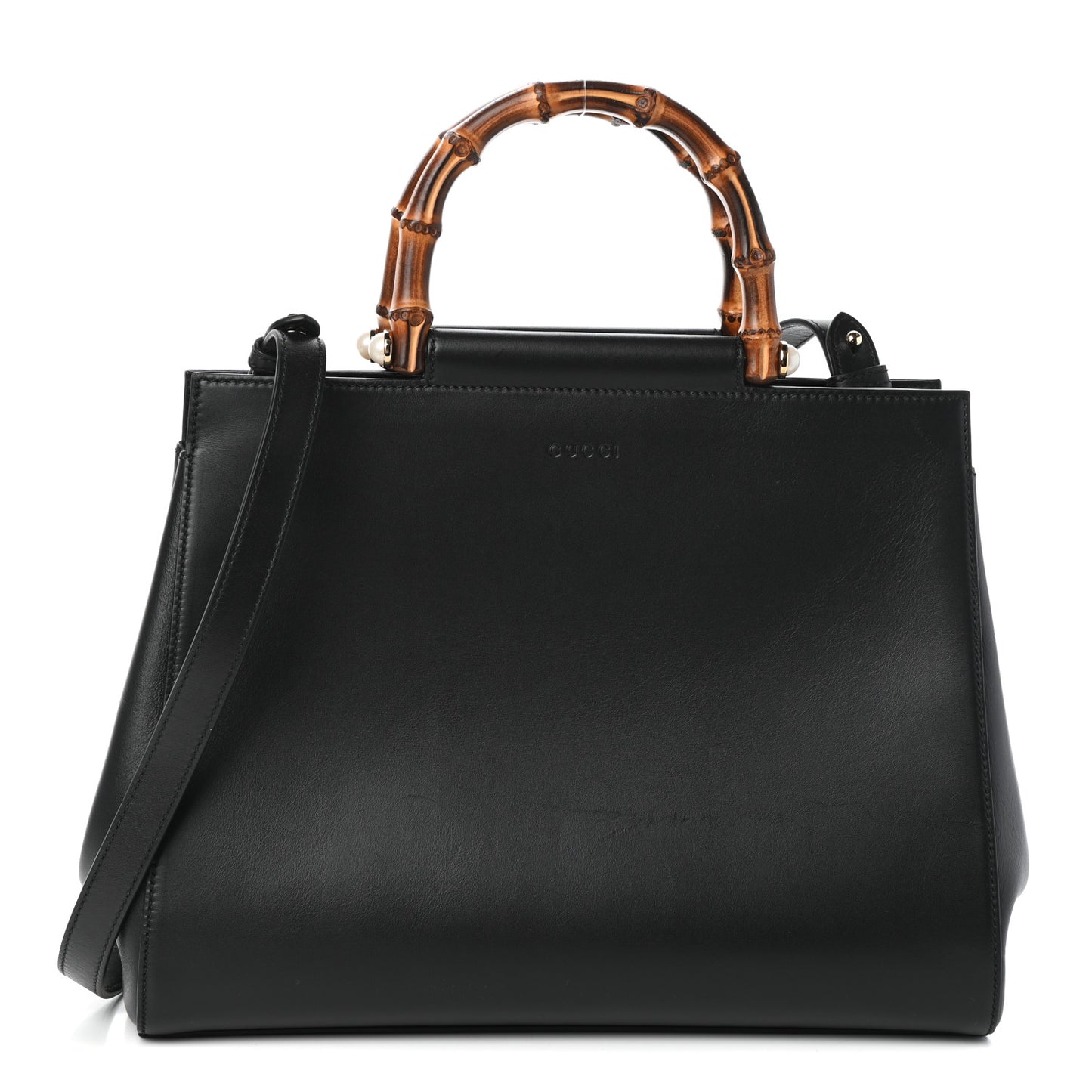 Nappa Bamboo Medium Nymphaea Top Handle Bag Black