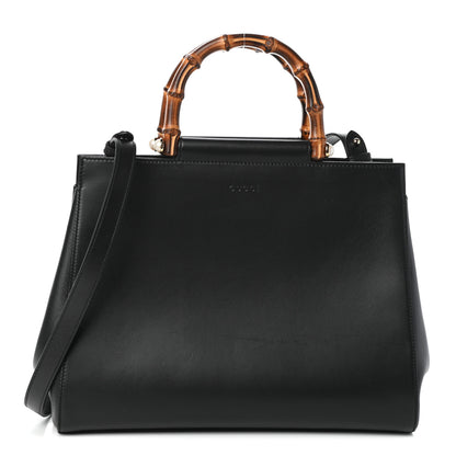 Gucci Nappa Bamboo Medium Nymphaea Top Handle Bag Black 1 of 9