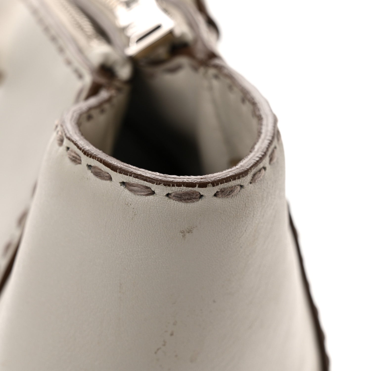 Prada City Calf Small Hand Stitched Galleria Double Zip Tote White 14 of 17