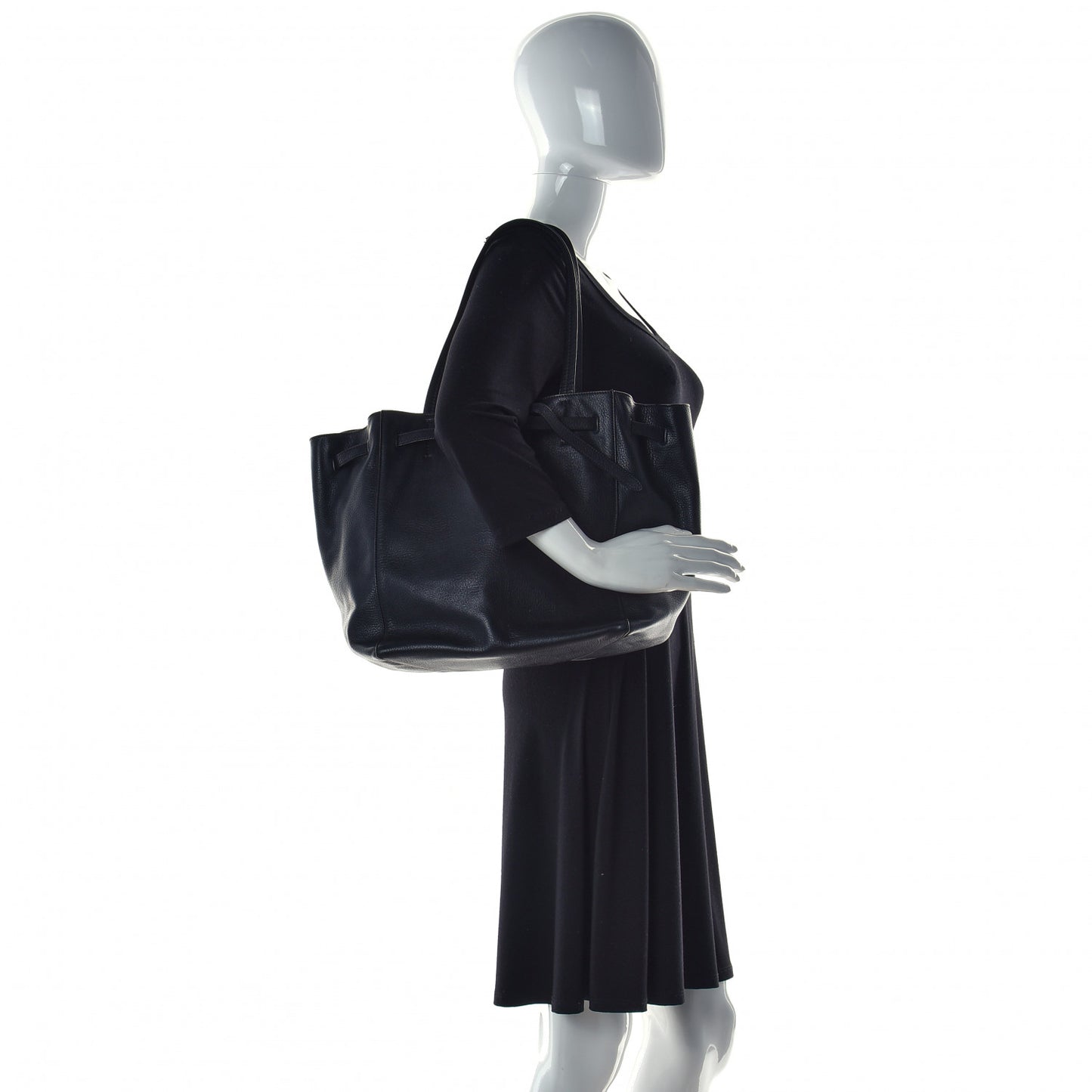 Soft Grained Calfskin Small Belt Cabas Phantom Black