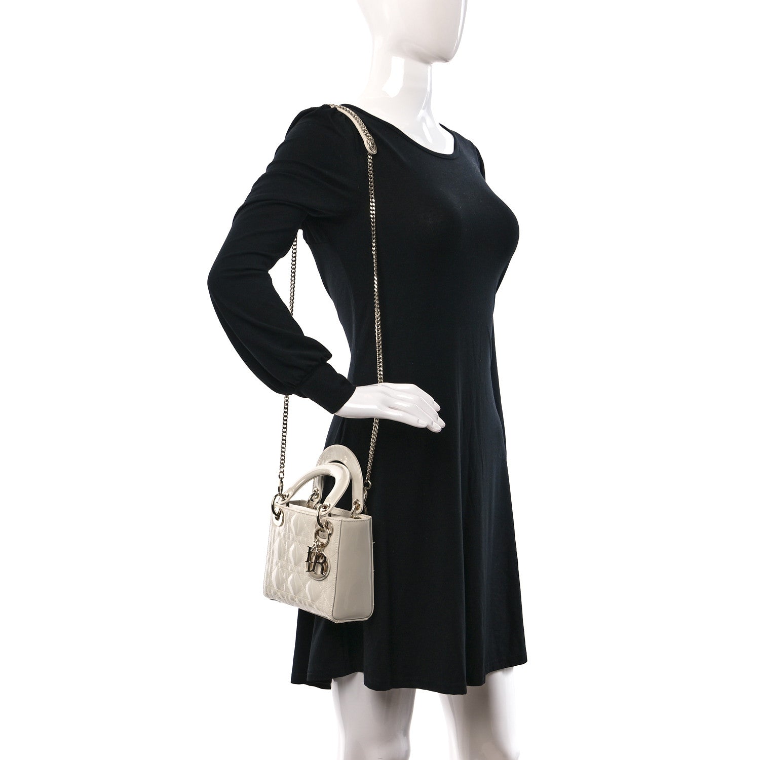 Christian Dior Patent Cannage Mini Lady Dior Ivory 2 of 8