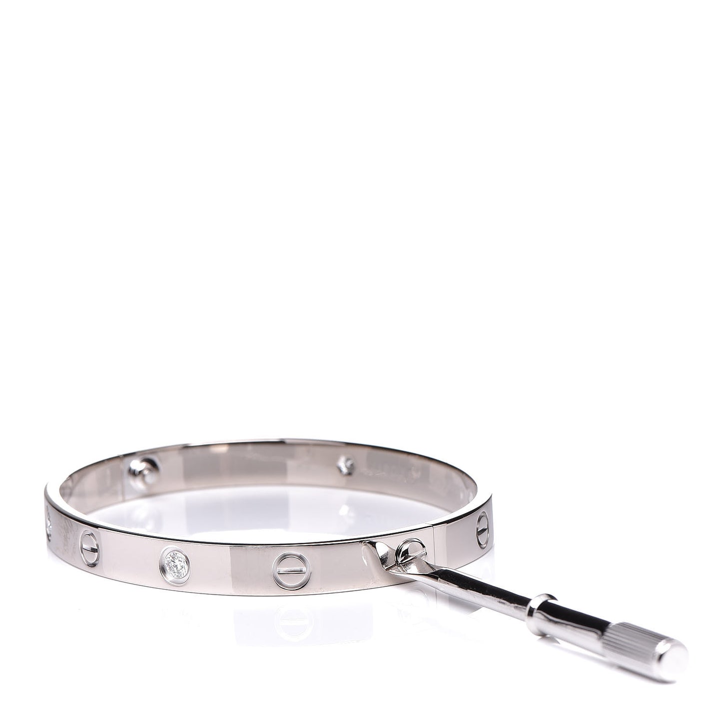 18K White Gold 4 Diamond LOVE Bracelet 17