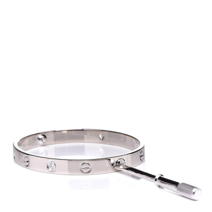 Cartier 18K White Gold 4 Diamond LOVE Bracelet 17 4 of 10