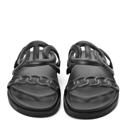 Hermes Nappa Extra Sandals 37 Black 3 of 9