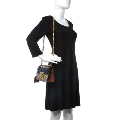 Gucci GG Supreme Monogram Calfskin Small Padlock Shoulder Bag Beige Black Cuir 3 of 8