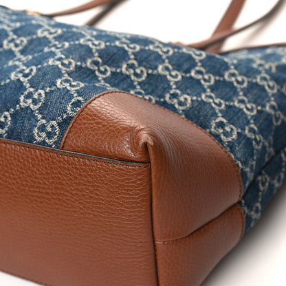 Gucci New Denim GG Monogram Medium Ophidia Shopping Tote Blue Tea Cuir 10 of 13