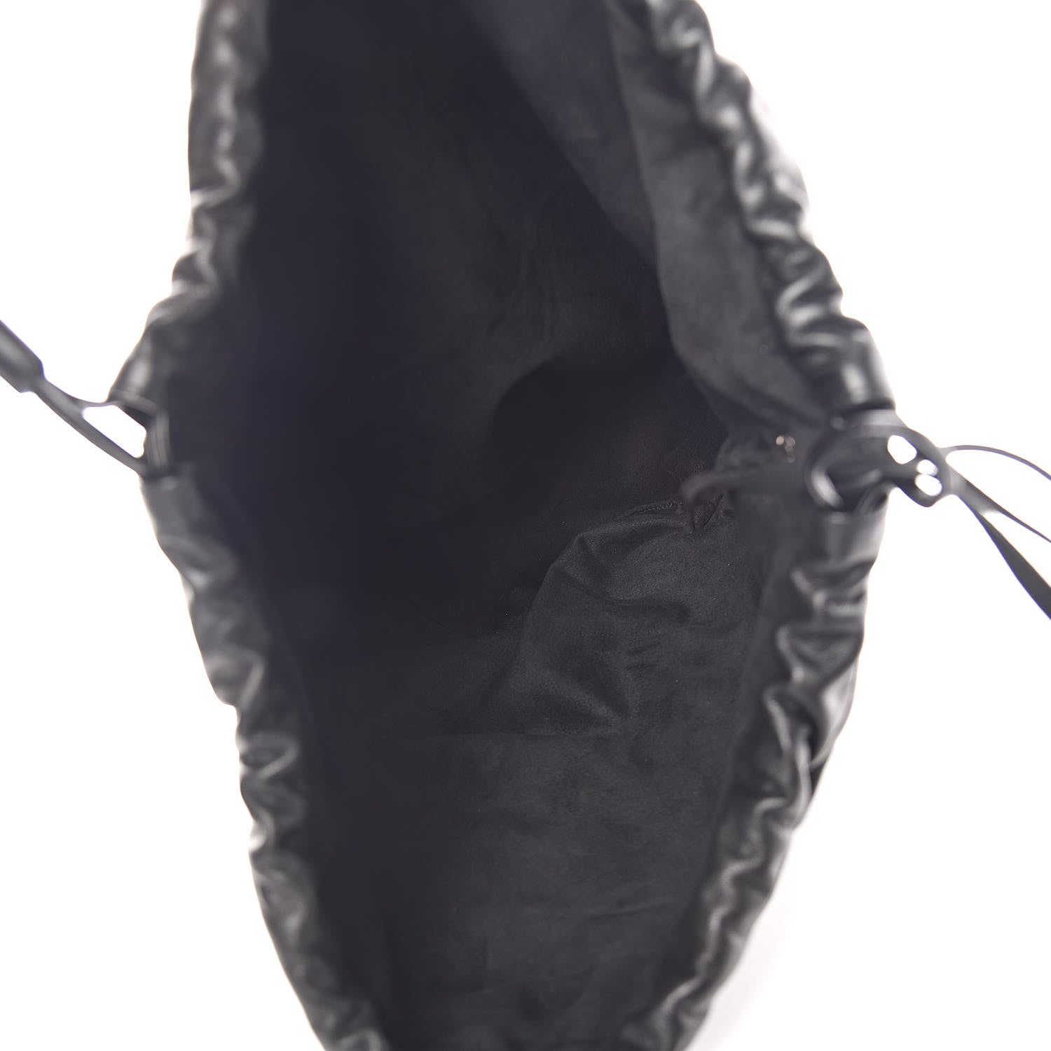 Saint Laurent Canvas Calfskin Teddy Drawstring Shopping Tote White Black 11 of 15