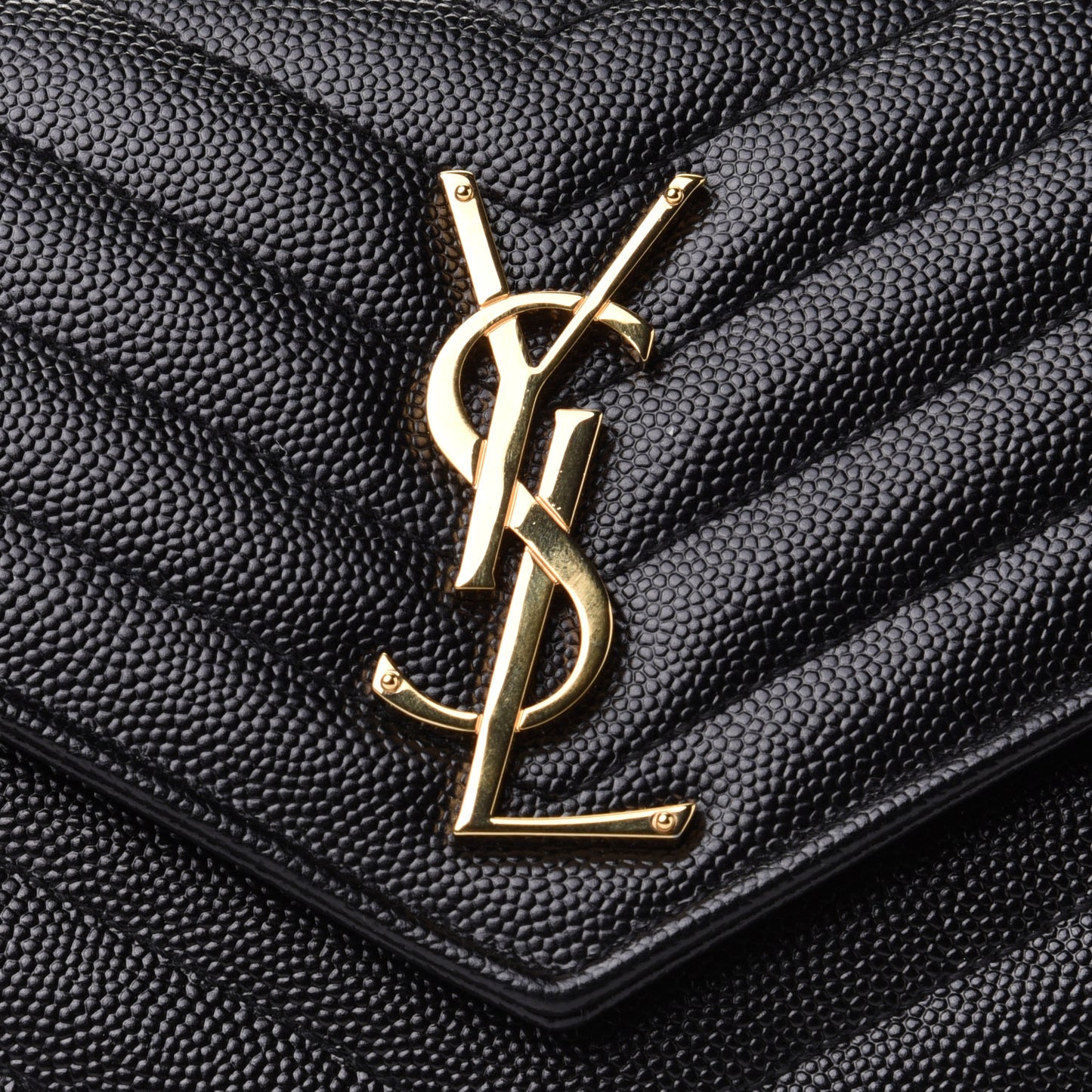 Grain De Poudre Matelasse Chevron Monogram Chain Wallet Black