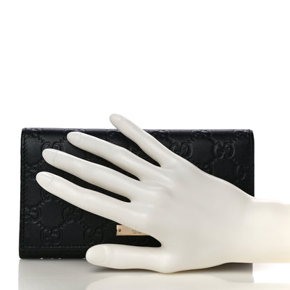 Gucci Guccissima Metal Bar Continental Flap Wallet Black 2 of 11