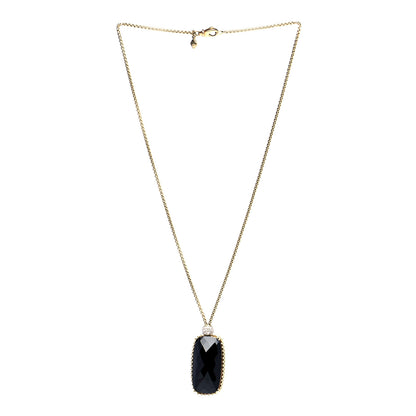 David Yurman 18K Yellow Gold Diamond Black Onyx Rectangle Pendant Necklace 3 of 5