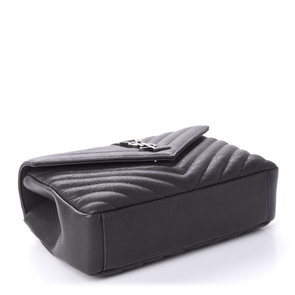 Saint Laurent Sheepskin Matelasse Chevron Monogram Medium College Bag Light Coal 4 of 12