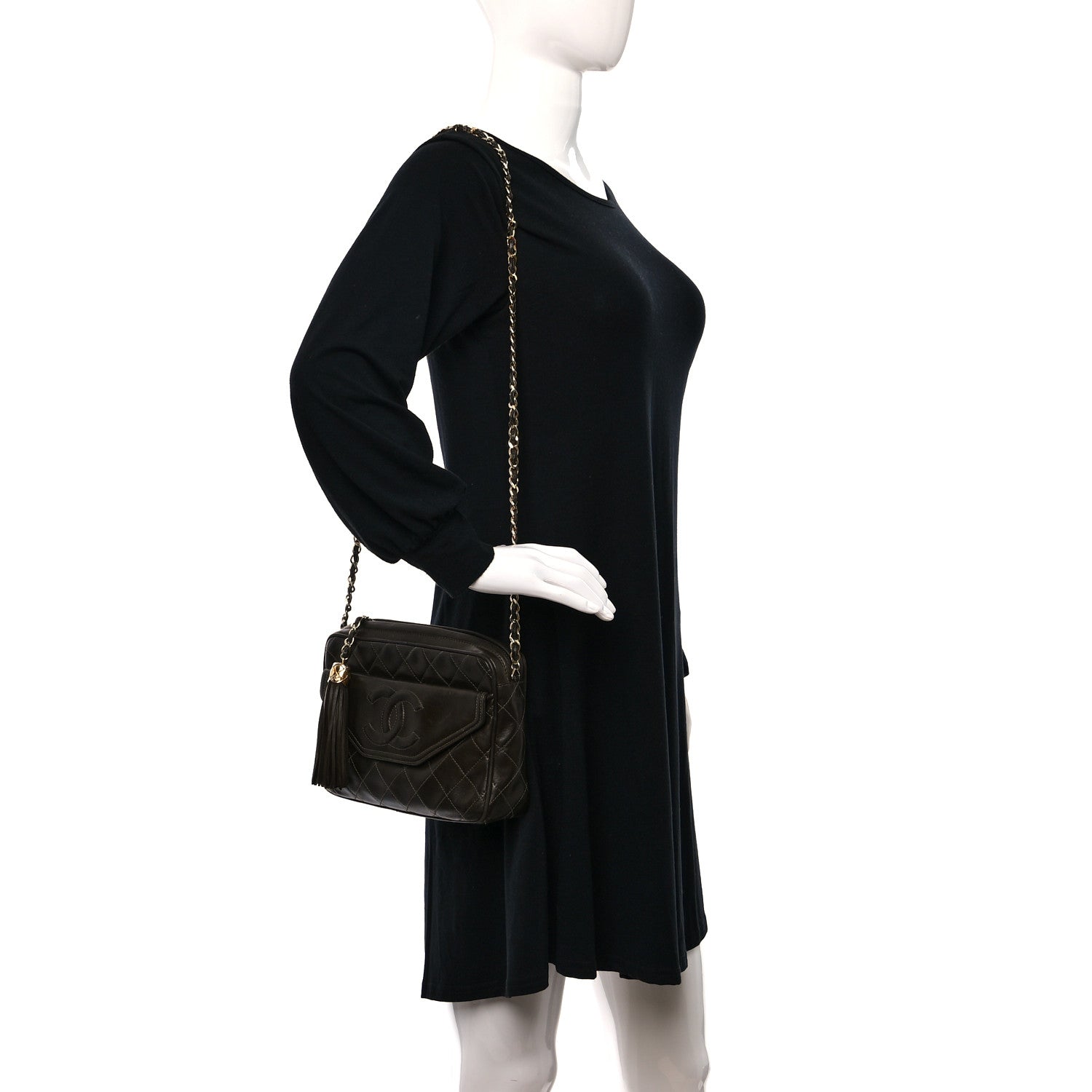 Chanel Lambskin Quilted Tassel Camera Case Brown 2 of 12