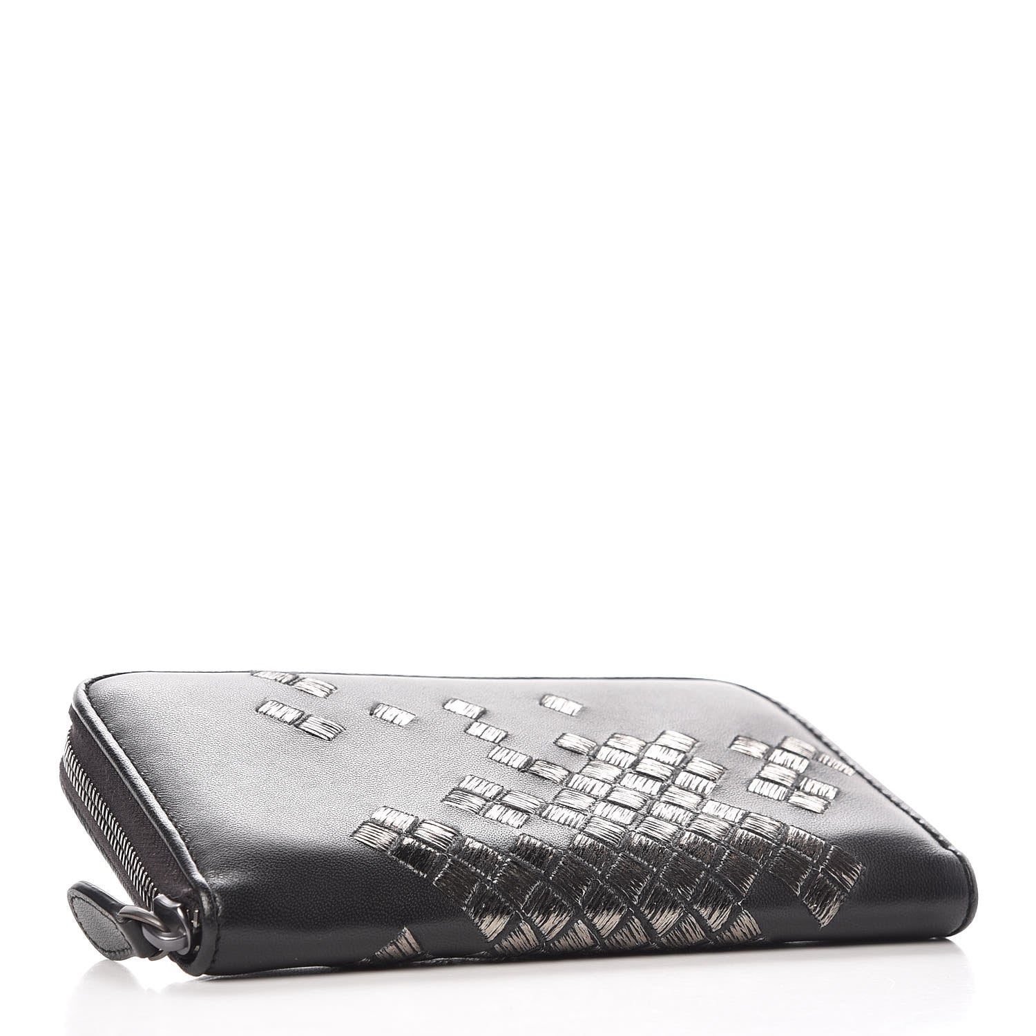 Bottega Veneta Nappa Ricamo Placcato Zip Around Wallet Black 4 of 8
