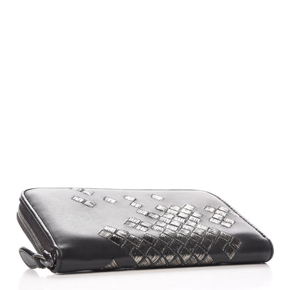 Bottega Veneta Nappa Ricamo Placcato Zip Around Wallet Black 4 of 8