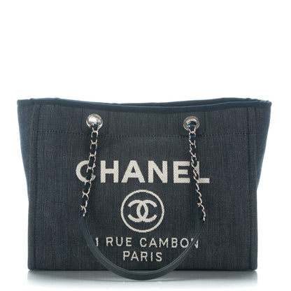 Chanel Canvas Small Deauville Tote Dark Blue 1 of 7
