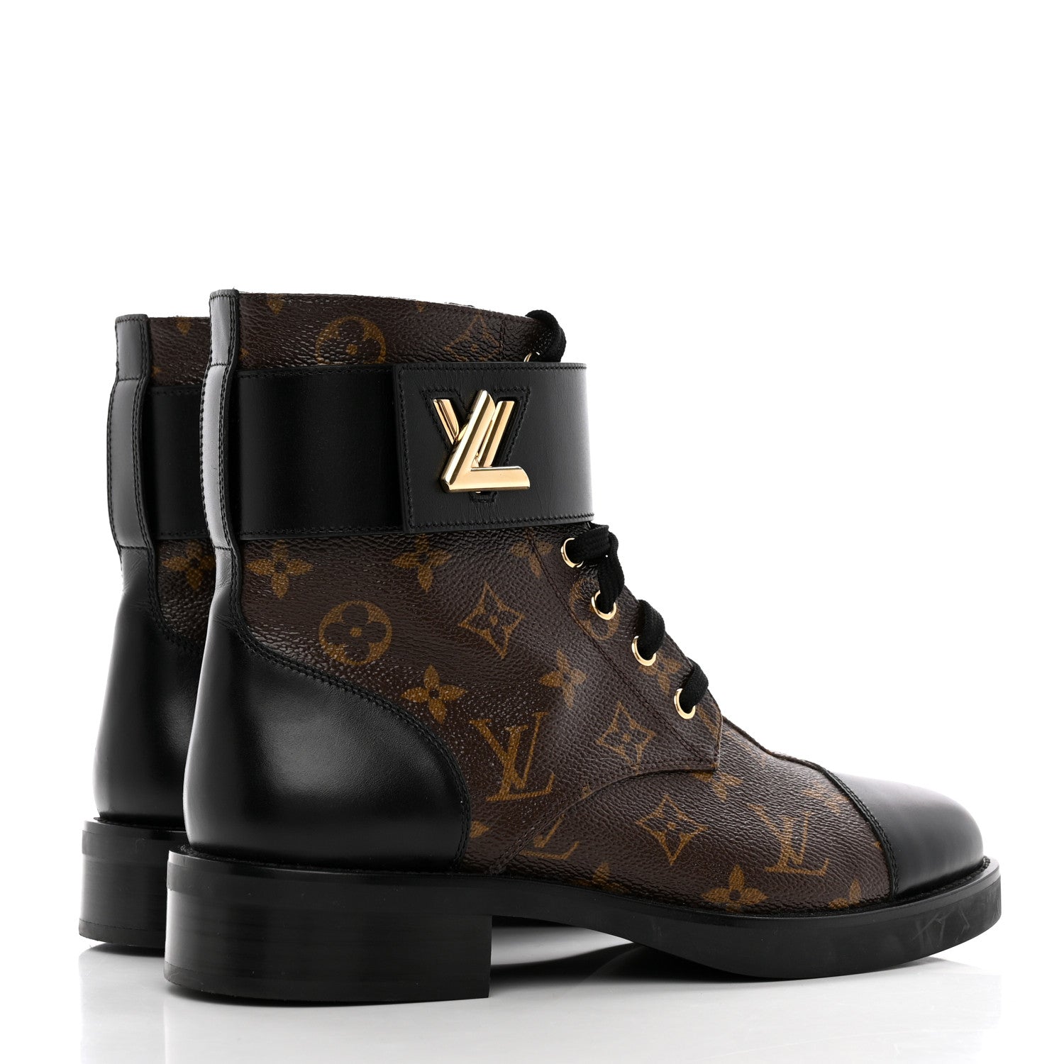 Louis Vuitton Calfskin Monogram Wonderland Flat Ranger Boots 40 Black 4 of 14