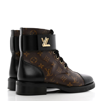 Louis Vuitton Calfskin Monogram Wonderland Flat Ranger Boots 40 Black 4 of 14