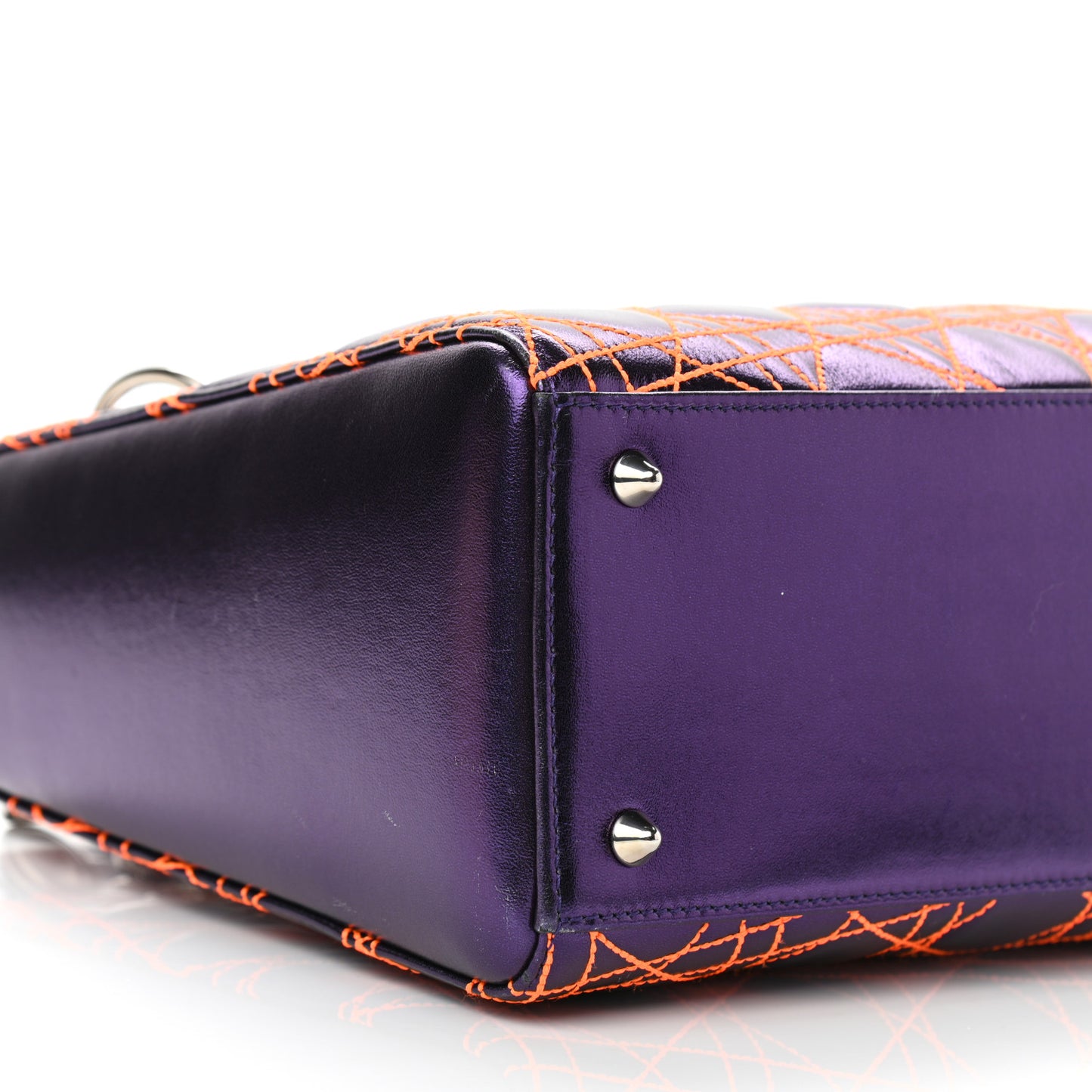 Metallic Lambskin Cannage Medium Anselm Reyle Lady Dior Purple Orange